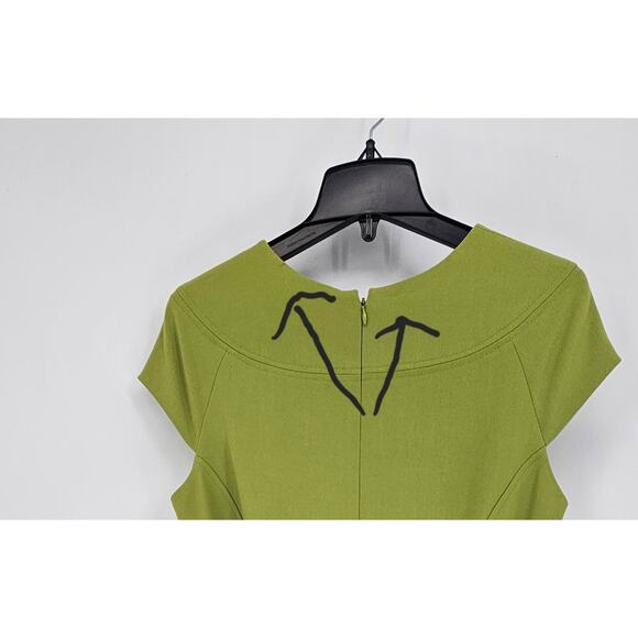 Kasper Spring Green Belted Cap Sleeve Knee Length V-Neck Office Sheath Dress 10 - Picture 8 of 11
